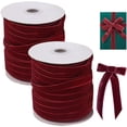 thumbnail image 1 of Rollos Listones Navideños para Arbol, Liston Terciopelo Rojo, Listones Navideños Terciopelo de 3/8, 5/8, 1 Pulgada de Ancho, 30 Yardas, Cosas Navideñas Decoración de Regalo (2 PCS-45m de Largo), 1 of 3