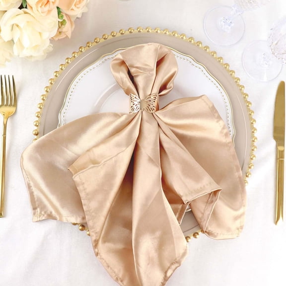 Efavormart 20"x20" Nude Wholesale SATIN Linen Napkins For Wedding Birthday Restaurant Party Tableware Decoration - 5 PCS