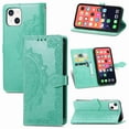 thumbnail image 2 of Dteck Wallet Embossed Case For Apple iPhone 13, Magnetic [Built-in Credit Card Slots] Flip Folio Floral Patterned PU Leather Stand Cover Case,blue, 2 of 8