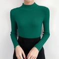 thumbnail image 6 of QATAINLAV Mock Neck Long Sleeve Shirts for Women Solid Color Casual Pullover Sweater Ribbed Knit Cute Slim Fit Tops Army Green, 6 of 7