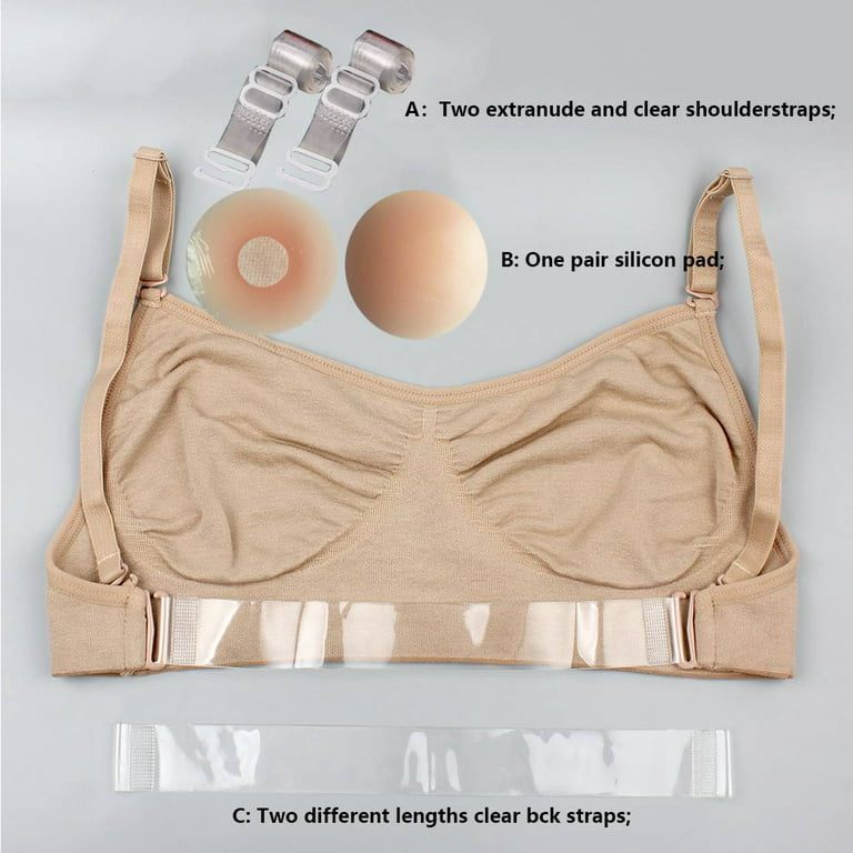 iMucci Professional Beige Backless Dance Bra No Sponge Seamless Wire-Free  Bras for Women Girls Ballet Dance Party Cup A B 