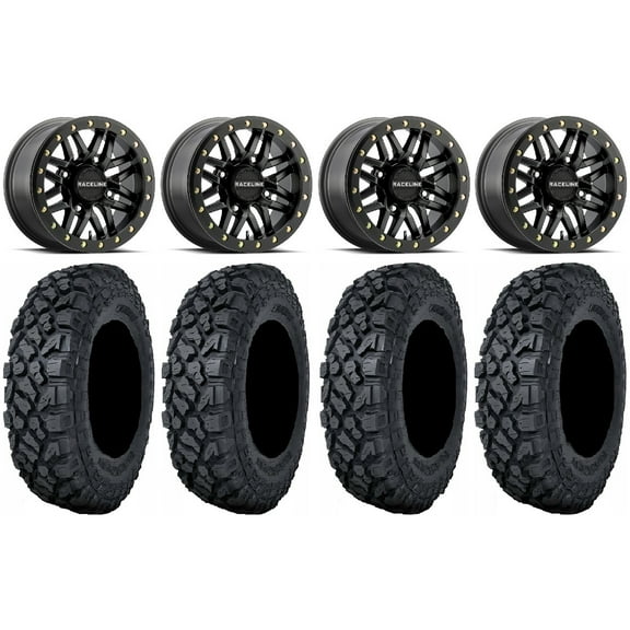 Raceline Ryno Bdlk 15" Bk Wheels 32" Klever X/T Tires Can-Am Commander Maverick Renegade Outlander Defender