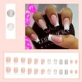 thumbnail image 2 of Square French Press on Nails Medium Fake Nails Pink Glossy Acrylic Full Cover False Nails Gradual Sequin Design DIY Artificial Nails for Women and Girls 24PCS Style 12 0.04 Fl Oz (Pack of 24), 2 of 4