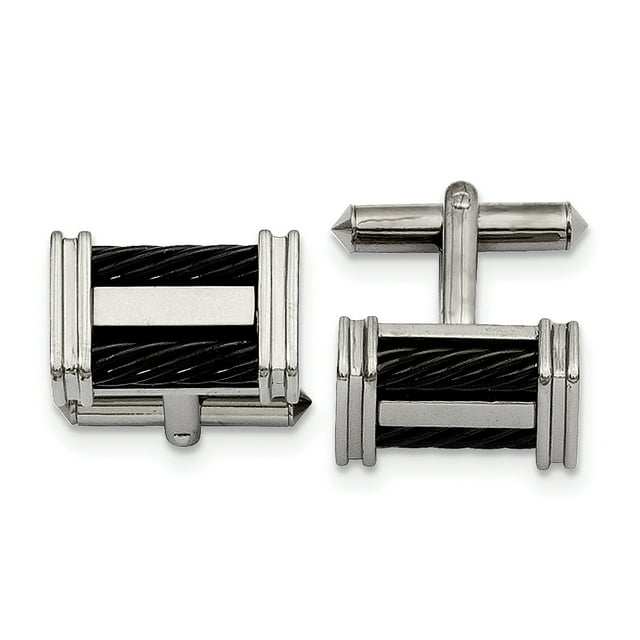Titanium Black Wire Cuff Links Link Collar Stay For Dad Mens For Him