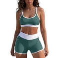thumbnail image 7 of Bosfbaoi 3-Piece Swimsuit for Women Athletic Tankini Womens Swimsuits Contrast Trim Racerback Tank Top Sports Bra High-Waisted Shorts, 7 of 7