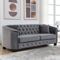 thumbnail image 2 of Modern Velvet Sofa Set of 2, Chesterfield Sofa with Upholstered Tufted Backrests, Nailhead Arms and 4 Cushions, 3-seater & 3-Seater Sofa for Living Room, Bedroom, Apartment, Office, Grey, 2 of 7