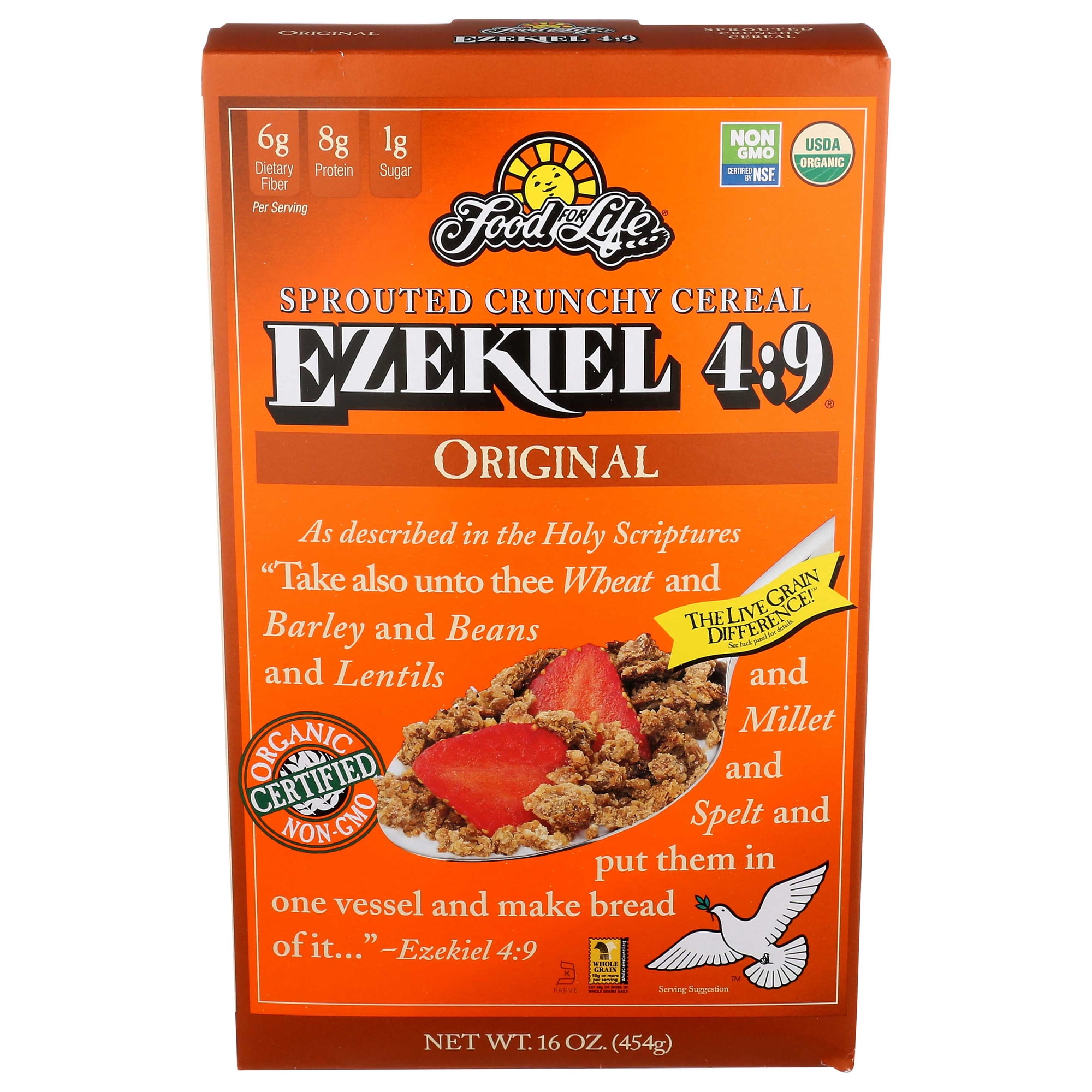 Food For Life Ezekiel 4:9 Organic Sprouted Whole Grain Cereal, Original, 16-Ounce Boxes (Pack of 6)