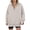 Light Gray, variant on Women's Casual V-neck Pullover Long-sleeve Solid Color Fleece-lined Hooded Sweatshirt Top, Warm and Comfortable Hoodie for Winter Season,Beige,L