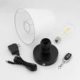 thumbnail image 3 of FSLiving Rechargeable Baterry Operated Bedside Table Lamp with Remote Control Retro Design Desk Light Black Metal White Cloth Shade Nightlight for Dorm Home Reading Bedroom Nightstand - 1 Pack, 3 of 6