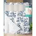 thumbnail image 2 of No Hook Shower Curtain with Snap-in Liner, Blue Fruit Waterproof Fabric Bathroom Curtains, Vintage Plant Nature Botanical Flower Floral Bath Curtains & Mesh Top Window 72"x78" Long, 2 of 6