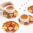 thumbnail image 5 of Disketp Happy Thanksgiving Three Gnomes Funny Coasters,6 Pcs Leather Coasters with Holder, Perfect Housewarming Hostess Gifts,Protect Furniture from Water Marks Scratch and Damage, 5 of 5