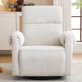 thumbnail image 4 of Oversized Power Recliner Chair, 26" Extra Wide Swivel Rocker Recliner with Adjustable Headrest, Chenille Glider Rocking Nursery Chair with Overstuffed Armrest, USB Ports, White, 4 of 9