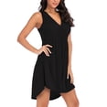 thumbnail image 2 of Robes Formelles Grande Taille Femmes Invité de Mariage Sans Manches Col en V Robe d'Été Froncée Cocktail Mini Robes Grande Taille Robe de Bal Noire TTG, 2 of 7