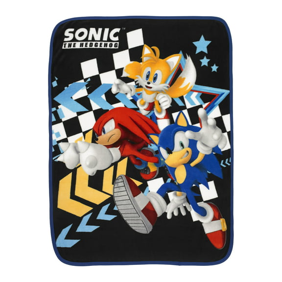 Sonic the Hedgehog Kids Fleece Throw Blanket, 46 x 60, Gaming Bedding, Black, Sega