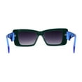 thumbnail image 4 of Womens Diamond Cut Beveled Mod Plastic Rectangle Sunglasses Green Blue Smoke, 4 of 4