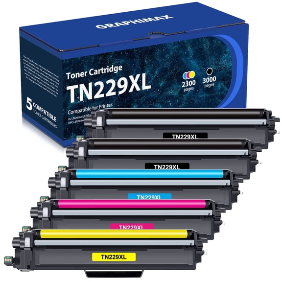TN229 TN229XL Toner Cartridge Compatible for Brother TN-229XL TN-229 MFC-L3780CDW MFC-L3720CDW HL-L3280CDW HL-L3220CDW HL-L3300CDW Printer High Yield ( 5-Pack)