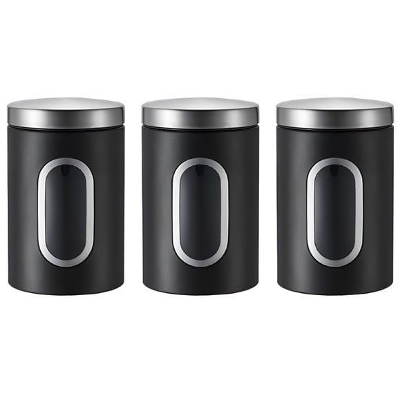 ACDANC 3 Piece Stainless Steel Canister Set with Glass Windows for Kitchen Storage