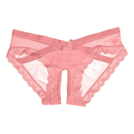YHGFVOKJ Womens Underwear Alluring Transparent Lace Embroidered Thongs Open Back Briefs Breathable Unbeatable Softness Sensational Silhouette Panties Brief Panties for Women Sexy Pink M