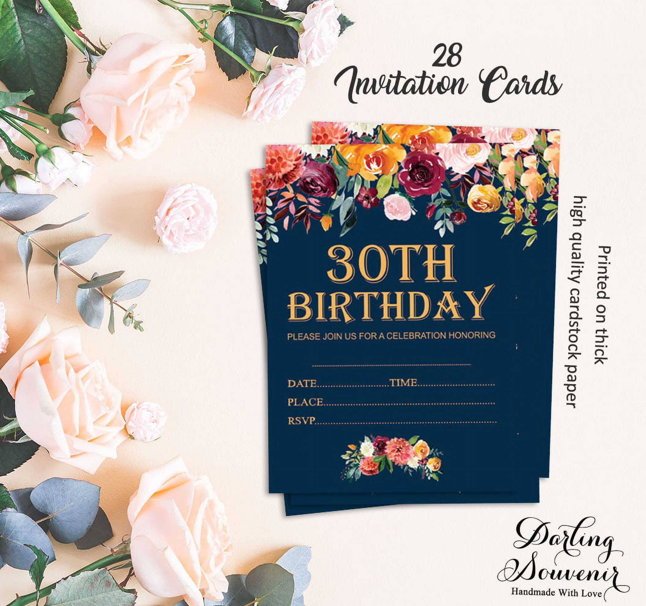 28 Pool-Party Einladungskarten Von Darling Souvenir – Elegante Blaue Karten, 5x7 Zoll, Ohne Umschläge
