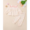 thumbnail image 5 of Toddler Baby Girls Clothes 18 Months Girls Fall Outfits 24 Months Girls Long Sleeve Peter-pan Collar Floral Top Pants 2PCS Set Apricot, 5 of 6
