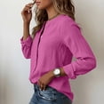 thumbnail image 6 of ClodeEU Women's Spring Summer Linen Blend V Neck Long Sleeve Button Blouse Hot Pink,Womens Plus XL, 6 of 8