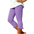 thumbnail image 2 of Capris Pants for Women - Dance Yoga Leggings Elastic Waist Ruffle Summer Casual Athletic Cropped Pants, 2 of 7
