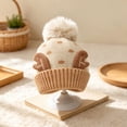 thumbnail image 7 of Wilark Toddler Christmas Hat with Pom Pom Knitted Warm Winter Cute Kids Festival Hat Beige 1-4 T, 7 of 7