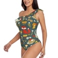 thumbnail image 3 of Yiaed Cute Animal Forest Print Women One Piece Swimsuits Tummy Control One Shoulder Bathing Suits Pattern Ruffle Swimwear-XX-Large, 3 of 8