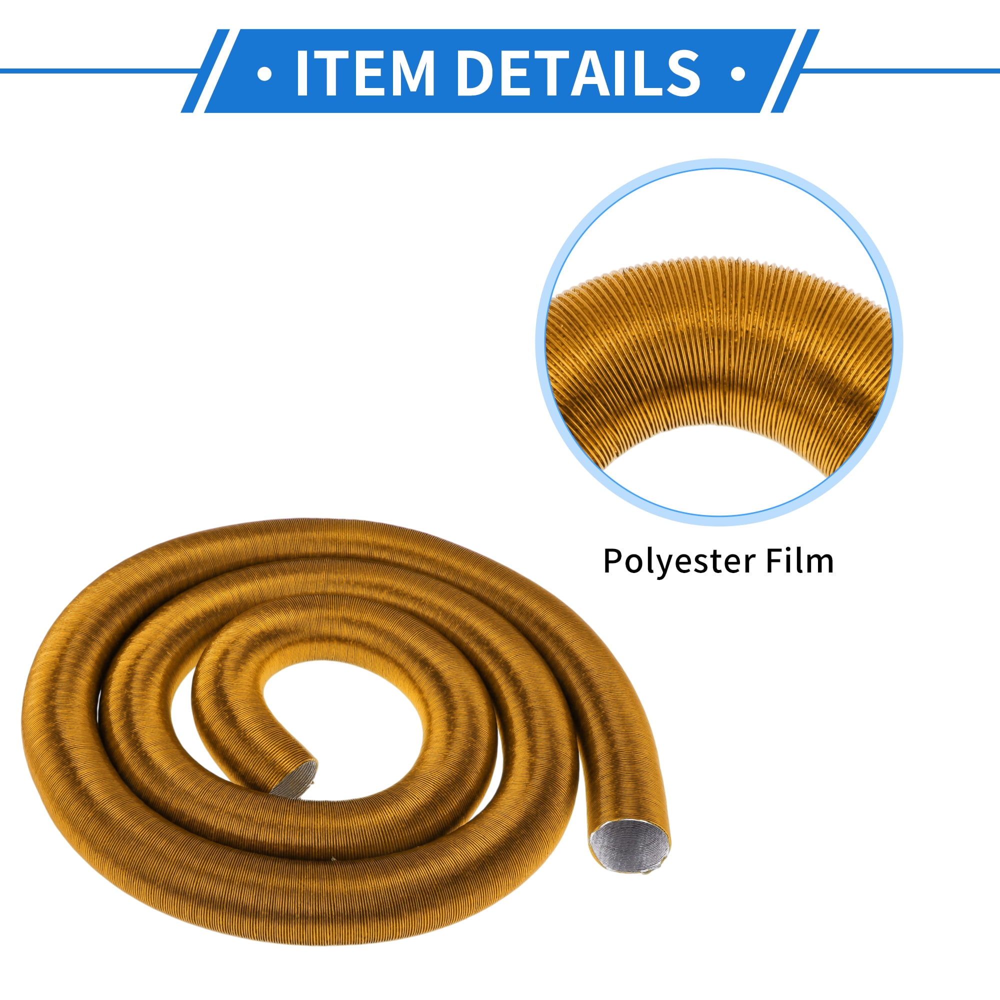 Unique Bargains 42mm Dia 500cm Car Heater Duct Pipe   Aluminum Foil Warm Air Ducting Hose for Diesel Heater Gold Tone