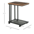 thumbnail image 3 of HOMCOM Table d'Appoint Mobile pour Canapé, Table de Bout en Forme de C avec Étagère en Métal, Roulettes pour Salon, Chambre, Brun Rustique, 3 of 10