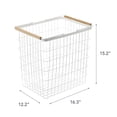 thumbnail image 6 of Yamazaki Home Wire Basket - Two Sizes, White, Steel + Wood, Large, 8.7 gallons, 33 liters, Supports 8.8 pounds, Handles, Water Resistant, No Assembly, 6 of 6