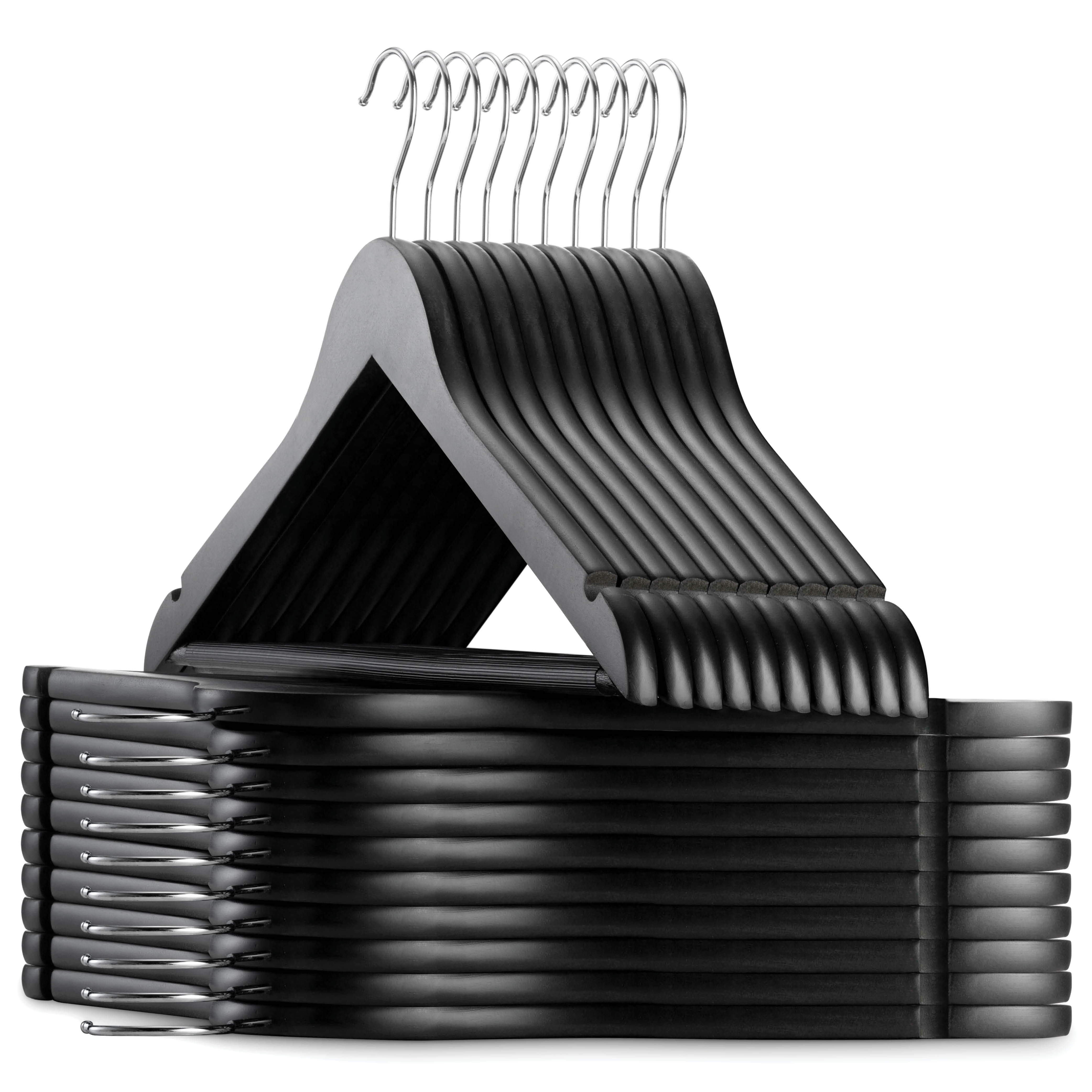 Zober Wooden Suit Hangers with Non Slip Pants Bar Smooth Finish Solid