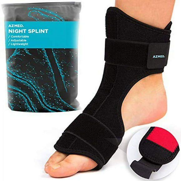 AZMED 2020 Plantar Fasciitis Night Splint [Lightweight & Breathable], Adjustable Foot Drop Brace, Heel, Ankle & Achilles Tendonitis Relief, Arch Pain Support, Easy to Wear, Fits Most Feet Types, Black