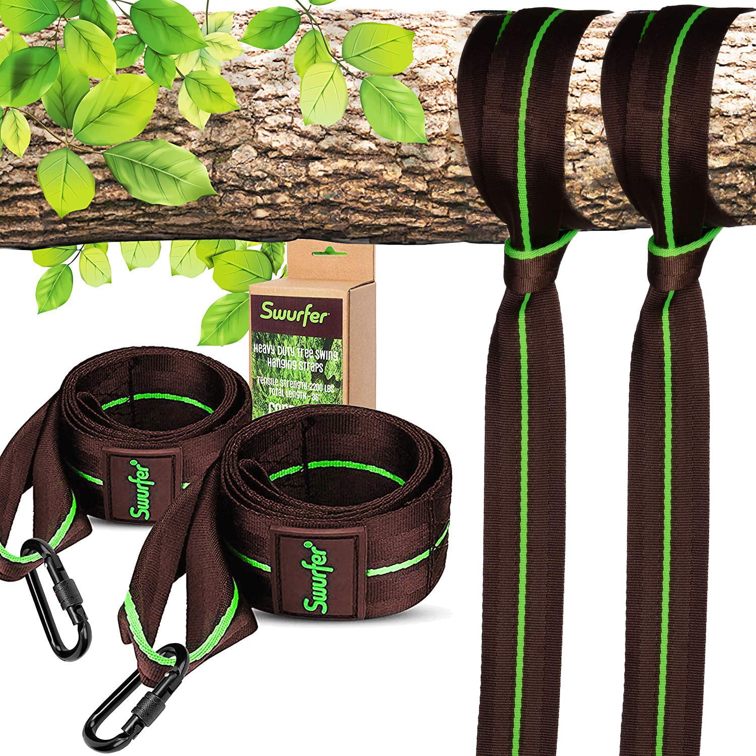 4x Adjustable Nylon Swing Rope Set Hanging Tree Strap for Hammock Heavy Duty 