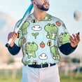 thumbnail image 5 of Hirioo Cute Floral Frog for Men's Baseball T-shirt Shirts Short Sleeve Casual Summer Button Stretch T Shirts,Size S-4XL-XX-Large, 5 of 7