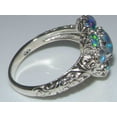 thumbnail image 4 of LBG British Made 925 Sterling Silver Synthetic Opal Triplet Womens Statement Ring - 33 size options - Size 10, 4 of 6