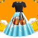 thumbnail image 1 of WILLBEST Vestidos Casuales Vestido Informal de Verano para Mujer, Cuello Redondo, Manga Corta, Cinturón Extraíble, Estampado Oktoberfest Mediana, 1 of 3