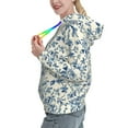 thumbnail image 2 of Lsque Vintage Blue Floral Pattern Casual Women's Hoodie,Hooded Sweatshirt with Kangaroo Pocket,Pullover Hoodie with Eye-catching Drawstrings-Small, 2 of 7