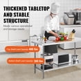 thumbnail image 3 of VEVOR Table de Travail en Acier Inoxydable Table de Travail Commerciale Préparation des Aliments 24x60x34 Po, 3 of 9
