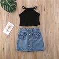 thumbnail image 3 of Summer Toddler Kids Baby Girls Clothes Crop Tops Denim Skirt Dress Outfit Set Blue 4-5 Years, 3 of 6