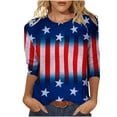thumbnail image 2 of DailyTrove Women's Long Sleeve American Flag Ombre T-Shirt - Casual Loose Top, Chic for Cooler Days & Patriotic Events, 2 of 4