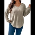 thumbnail image 2 of Sudadera con Capucha para Mujer, de Larga, Holgada y con Cordón Ajustable, Básica Caqui 4XL, 2 of 8
