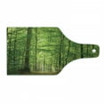 thumbnail image 1 of Woodland Cutting Board, Deciduous Forest Trees in Summertime Foliage Sun Rays Romantic Holidays Scenic Image, Tempered Glass Cutting and Serving Board, Wine Bottle Shape, Green, by Ambesonne, 1 of 1