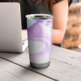 thumbnail image 4 of 20oz Insulated Car Cup with Silver Base, Stainless Steel Travel Tumbler with Telescopic Straw and Lid, 360° Full Wrap Printed, Liquid & Marble Print, 4 of 6