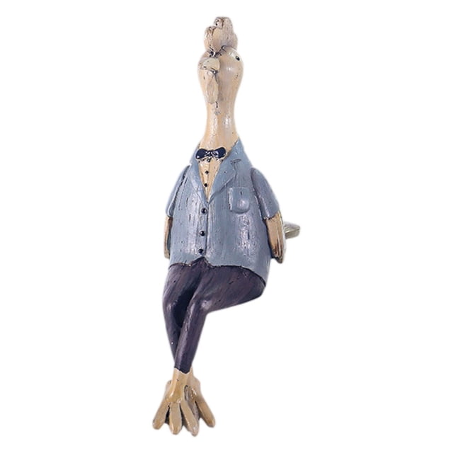 Adorno de estatua de pollo hecho a mano, figura creativa de animal para el hogar y el interior. 6x13x18cm