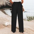 thumbnail image 5 of PMVFHDE Women's Casual High Waist Straight Leg Pants Solid Color Comfortable Versatile Trousers Black,M, 5 of 9