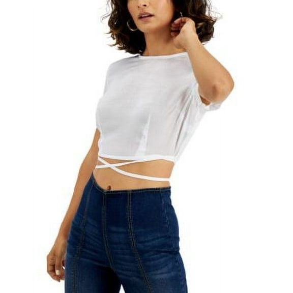 MSRP $50 Bar Iii Crisscross-Strap Cropped Top White Size XL