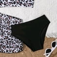 thumbnail image 4 of vigerkar Girls' 3 Piece Set Floral Print Bikini Swimsuit with Beach Skirt Cute Ruched Bathing Suit (Black, 13-14 Years), 4 of 6