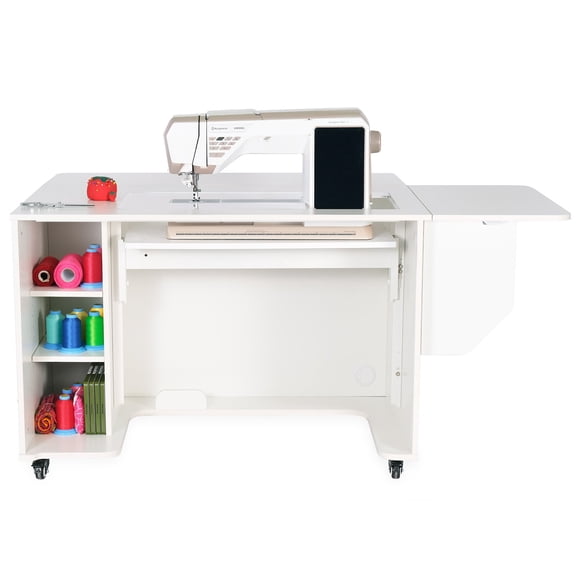 Kangaroo Melbourne Hydraulic Sewing Cabinet – Ash White, Expandable Work Surface