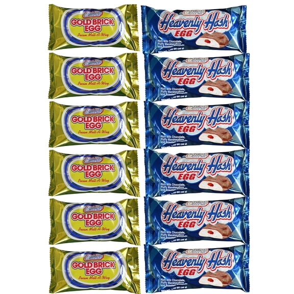 Elmer's Milk Chocolate Gold Brick Eggs(6), Heavenly Hash Eggs (6) Easter Candy Makes Great Easter Basket Bag Stuffers